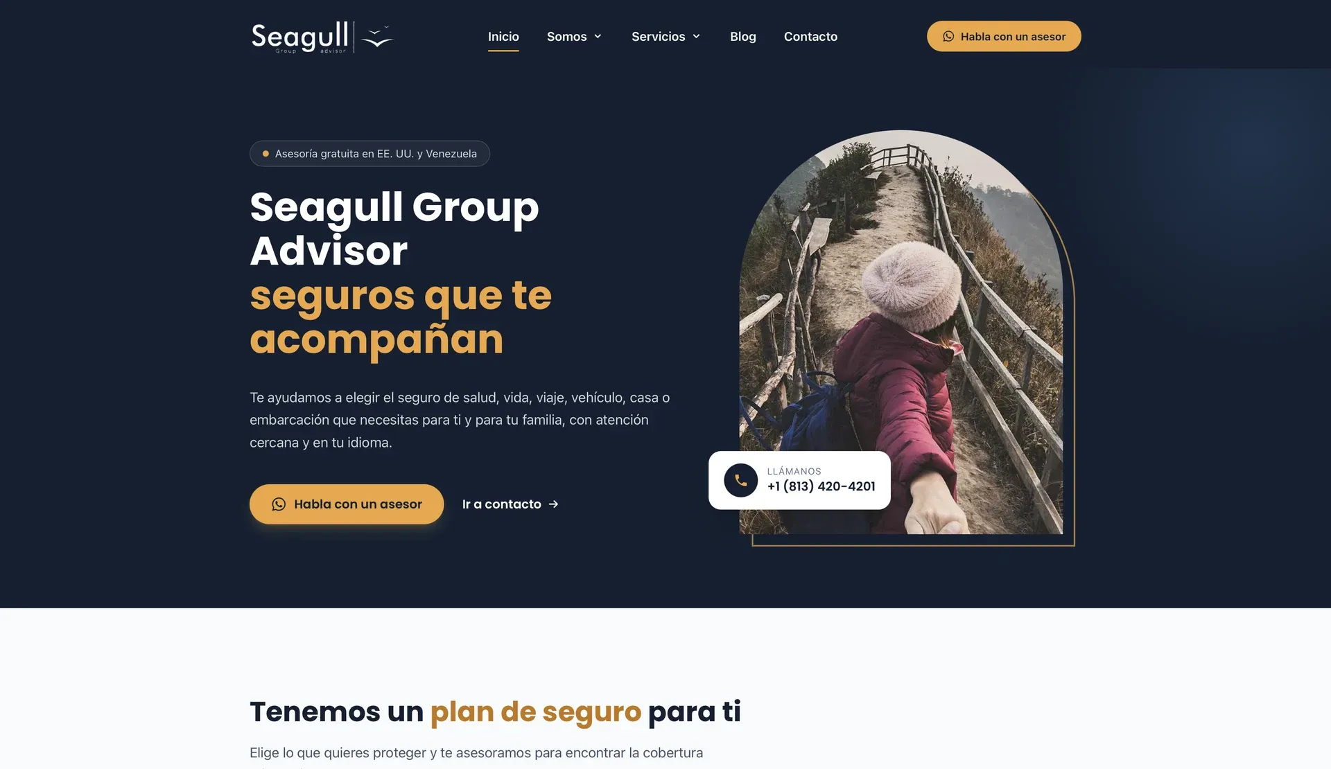 Página web de Seagull Group Advisor diseñada por Escritnow
